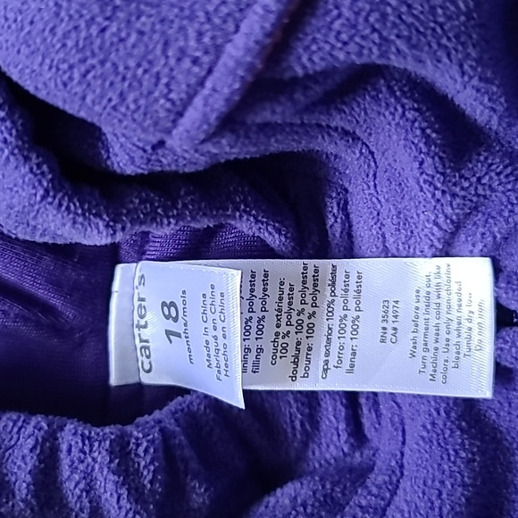 4 for $28 - Carter's Girls 18m Purple Butterfly Fleece Costume - Picture 5 of 5